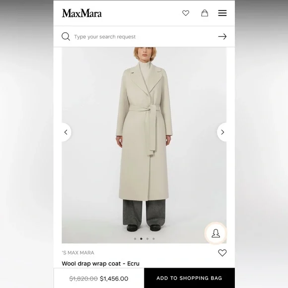 NWT ‘S Max Mara Long 100 % Wool Drap Wrap Coat Color: Ecru Sz: US2/4/6 - Picture 5 of 17